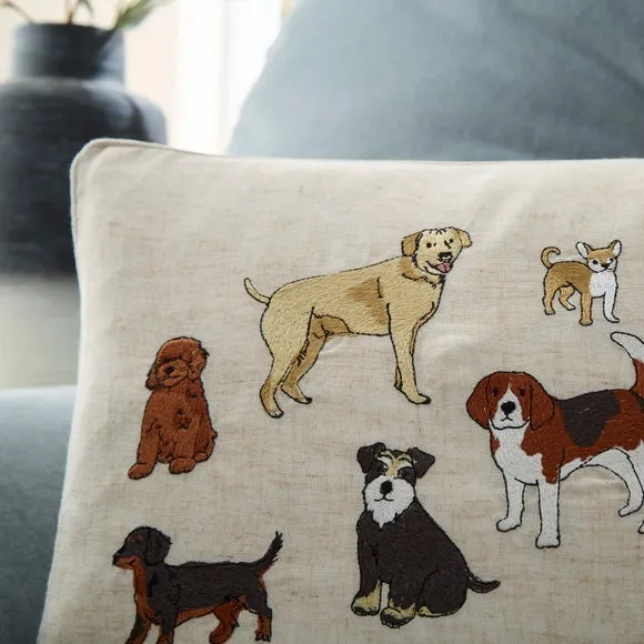 Embroidered Dog Rectangle Cushion 2