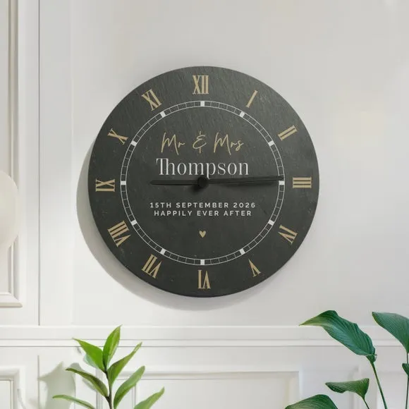 Personalised Couples Slate Wall Clock