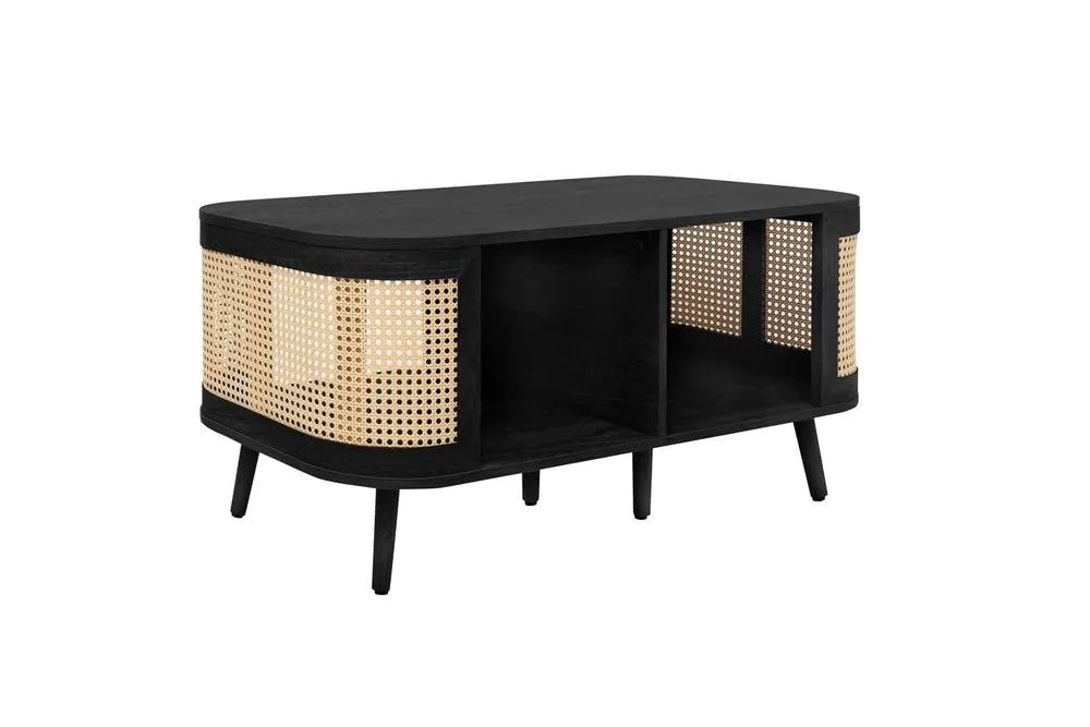 Birlea Rattan Coffee Table with Storage Curved Sark in Black 6
