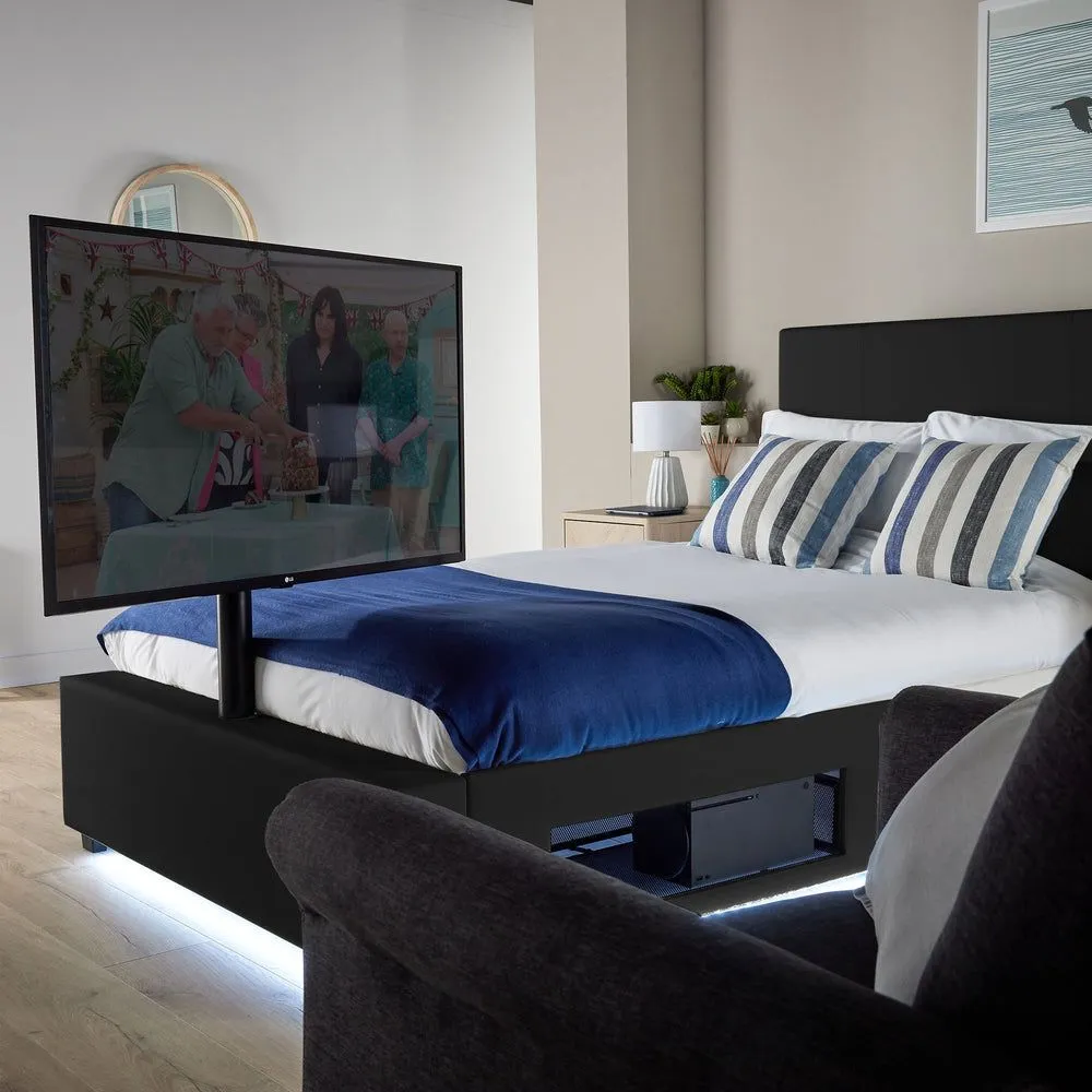 X Rocker AVA Upholstered TV Bed with Underbed Storage & LED Lights in Black 5