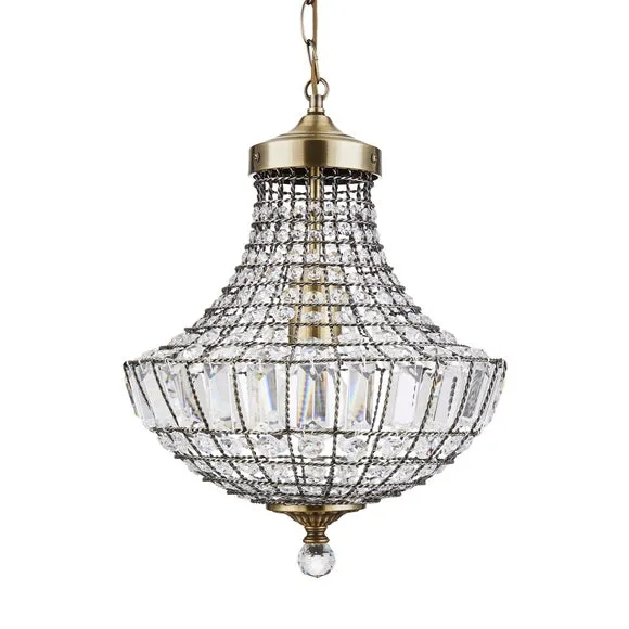 Knightsbridge Crystal Antique Brass Chandelier 5
