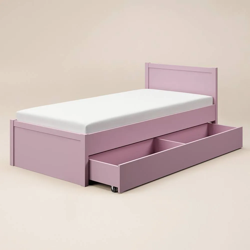 Flair Oli Single Wooden Bed with Drawers in Pink 5