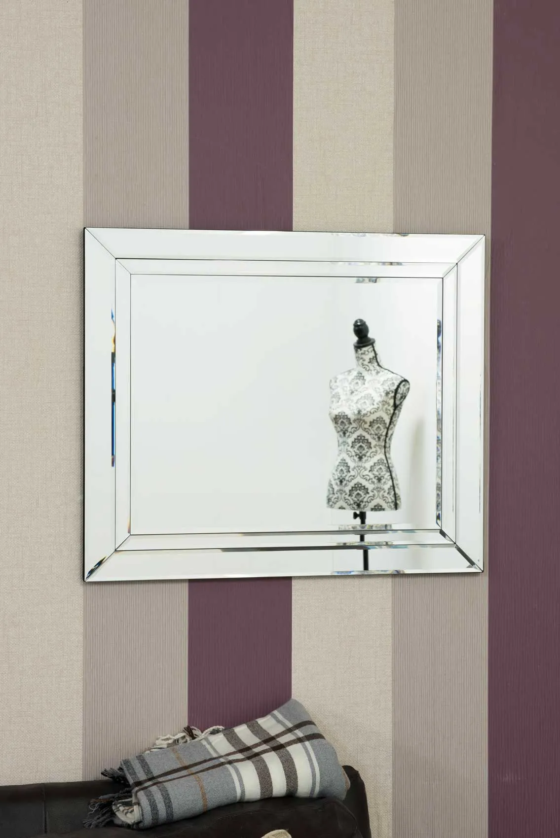MirrorOutlet Cranbury All Glass Mirror 68 x 58 CM in Silver 3