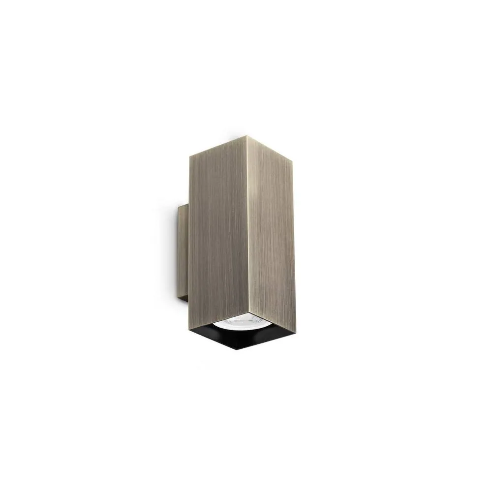 Netlighting Look 15cm Square Up & Down Wall Lamp Burnished Brass 2x GU10 in Bronze