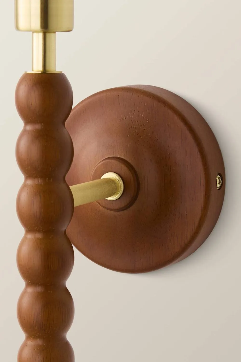 ValueLights Bobbins Wooden Bobble Wall Light Lamp Base in Walnut 3