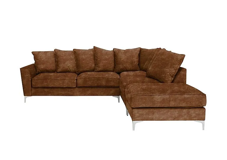 Legend Scatter Back Fabric Right Hand Facing Corner Sofa with Chrome Feet - Sublime Rust