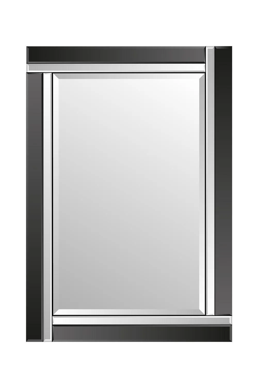 MirrorOutlet 'Aston' Black Double Bevelled All Glass Wall Mirror 70 x 100cm 2