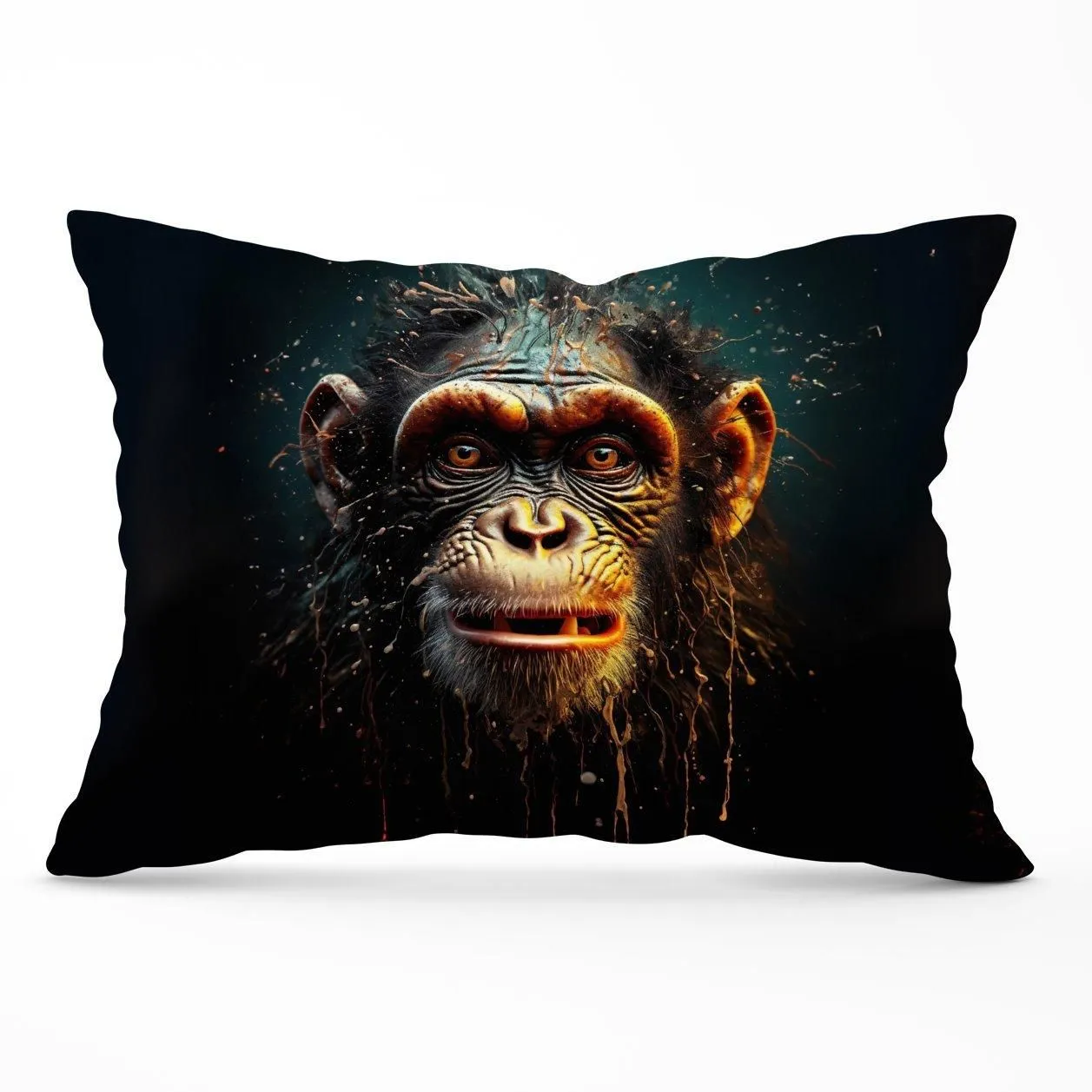 Warren Reed - Designer Splashart Monkey Face Cushions in Black