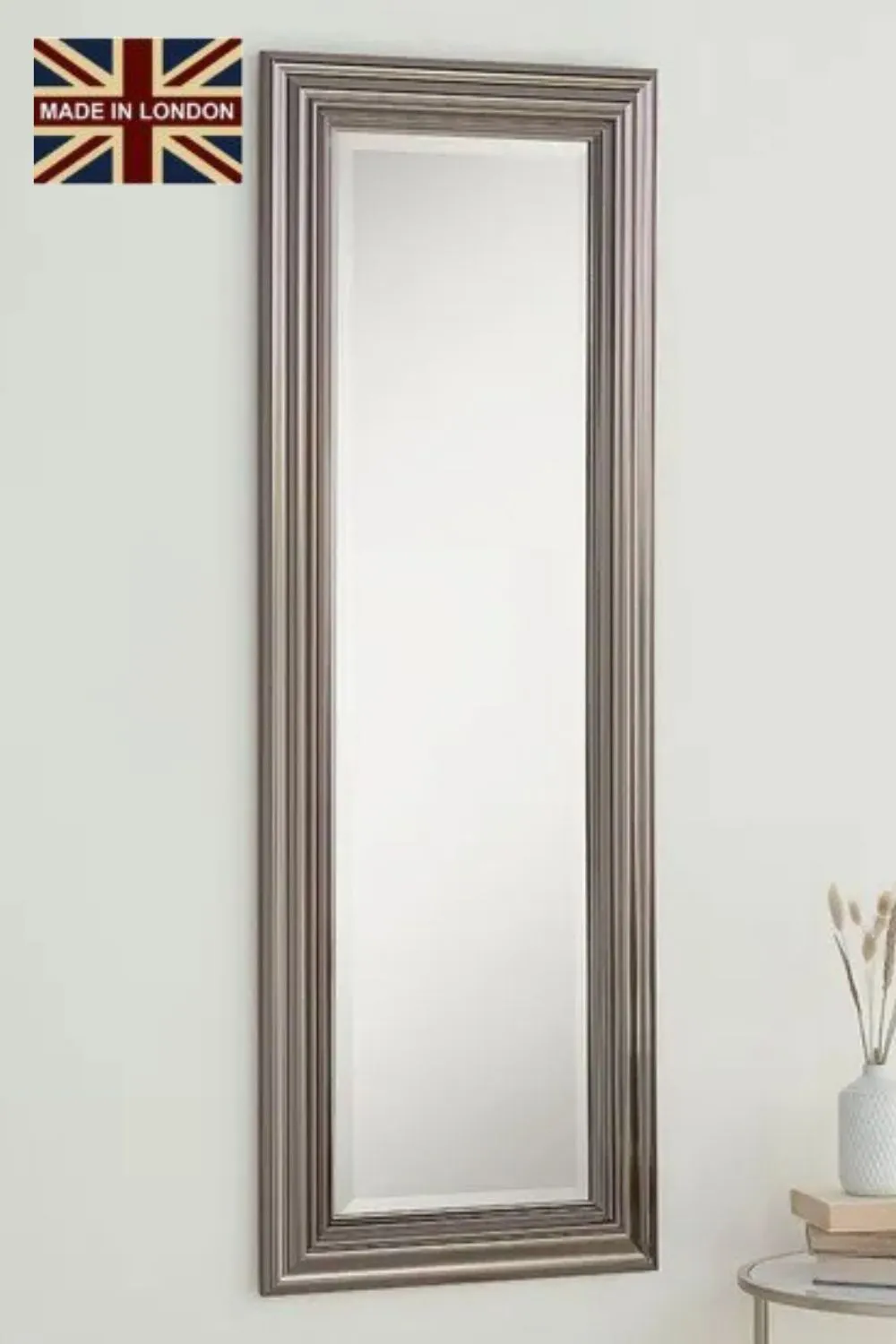 Yearn Mirrors Yearn Dark Chrome Wall Mirror 128.5x45cm in Metallics