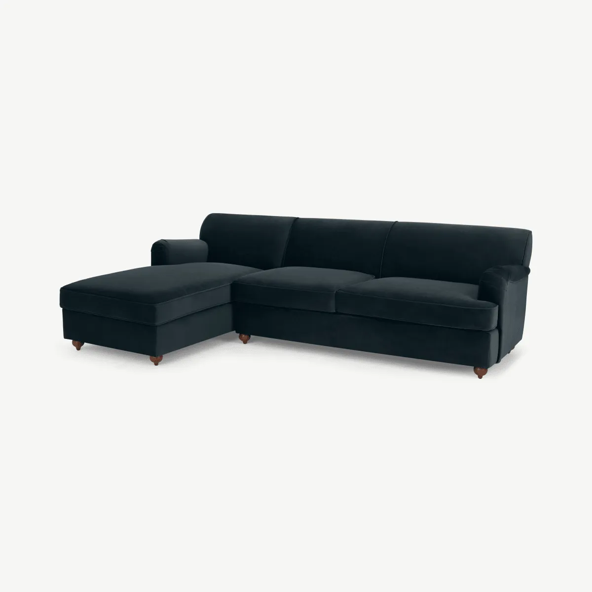 Orson Left Hand Facing Chaise End Sofa Bed, Midnight Grey Velvet