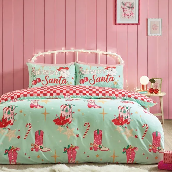 Catherine Lansfield Santa's Howdy Christmas Polycotton Duvet Cover & Pillowcase Set 1