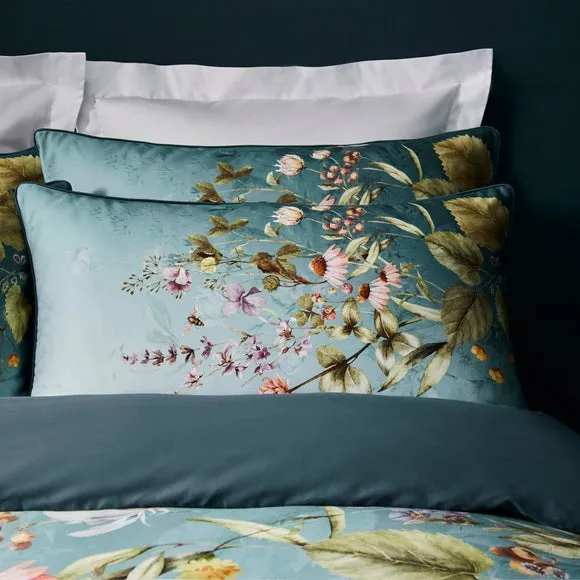 Dorma Meadow Breeze Blue 100% Cotton Standard Pillowcase Pair