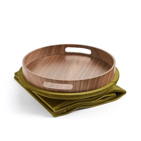 Round Ottoman with Tray, Velvet 4