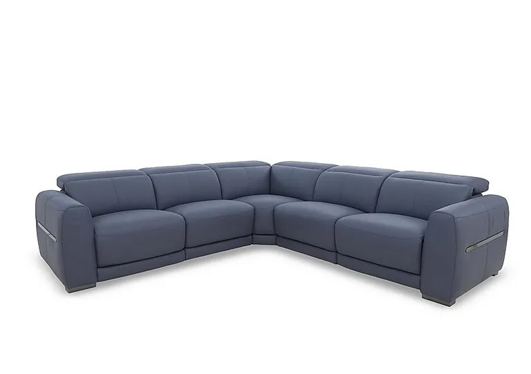 Edison Large Leather Power Recliner Corner Sofa with Power Headrests and Lights - Sofas and Armchairs - In Time for Christmas