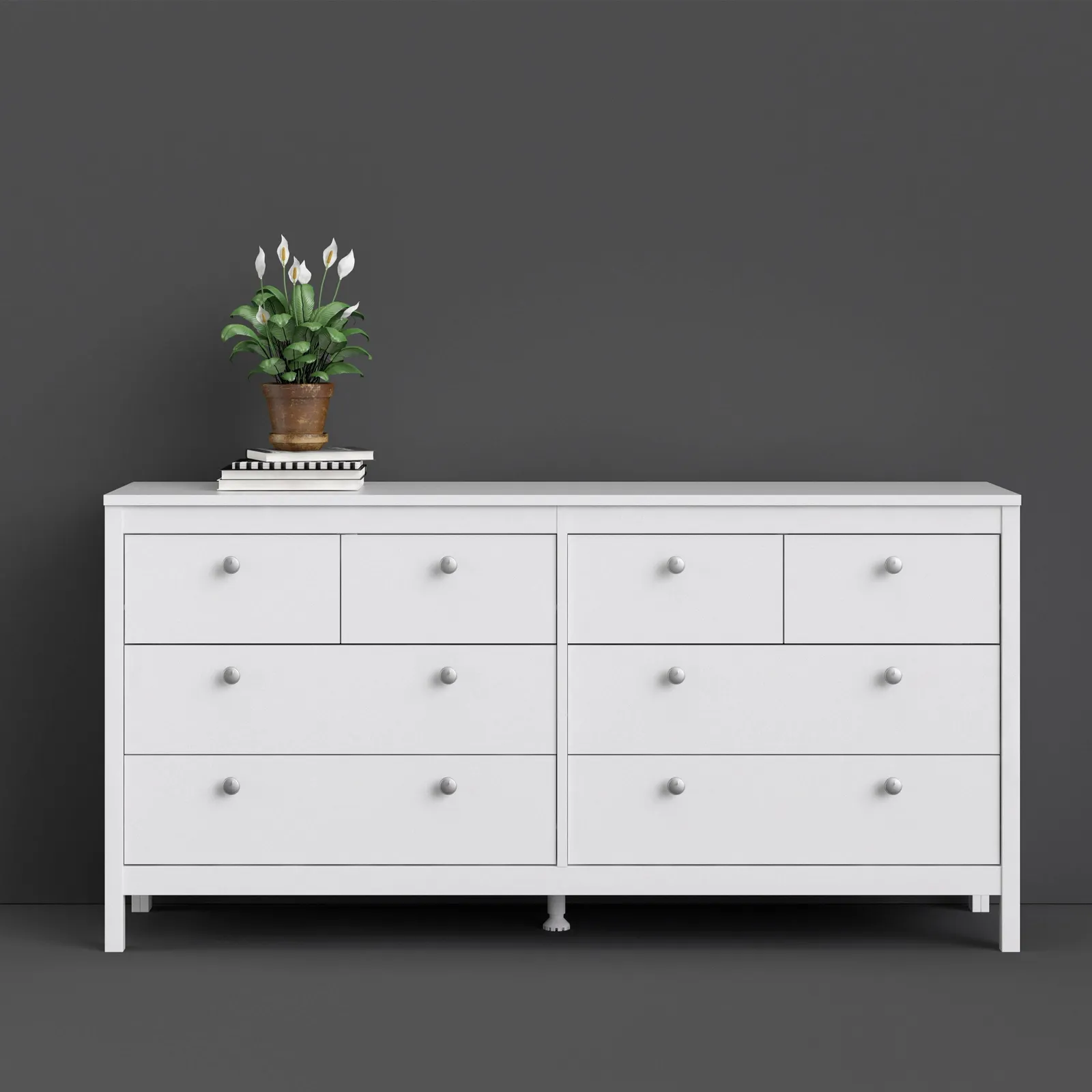 Furniture To Go Madrid Double Dresser 4+4 Drawers in White 6