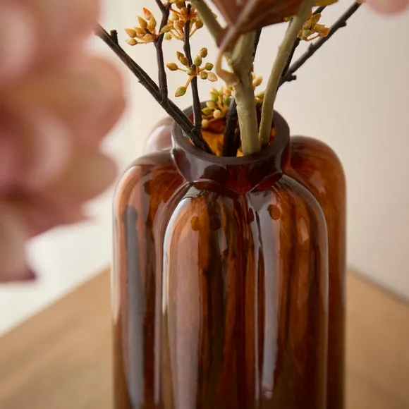 Fluted Amber Glass Vase 2