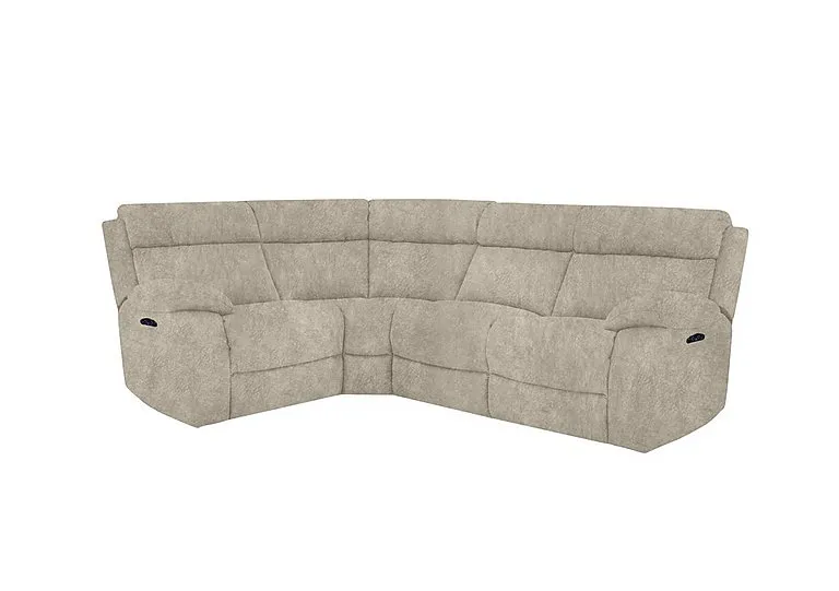 Moreno Small Fabric Power Recliner Left Hand Facing Corner Sofa with Power Headrests - Cream