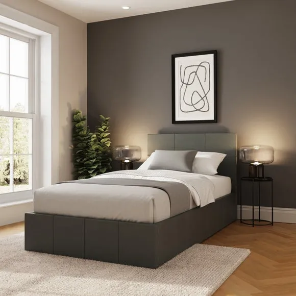 Side Lift Ottoman Bed, Faux Leather 1