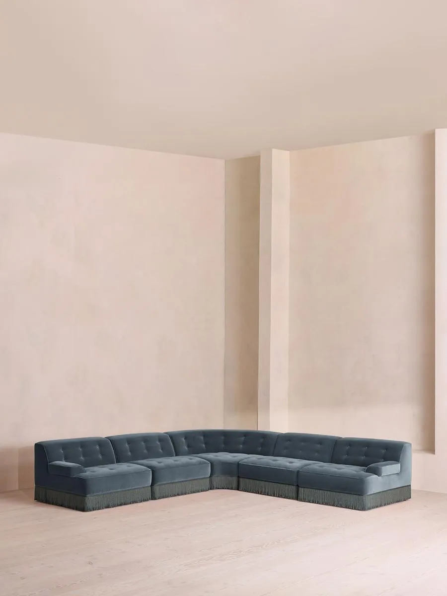 Elowen Modular Sofa, Corner Sofa, Velvet, Grey Blue