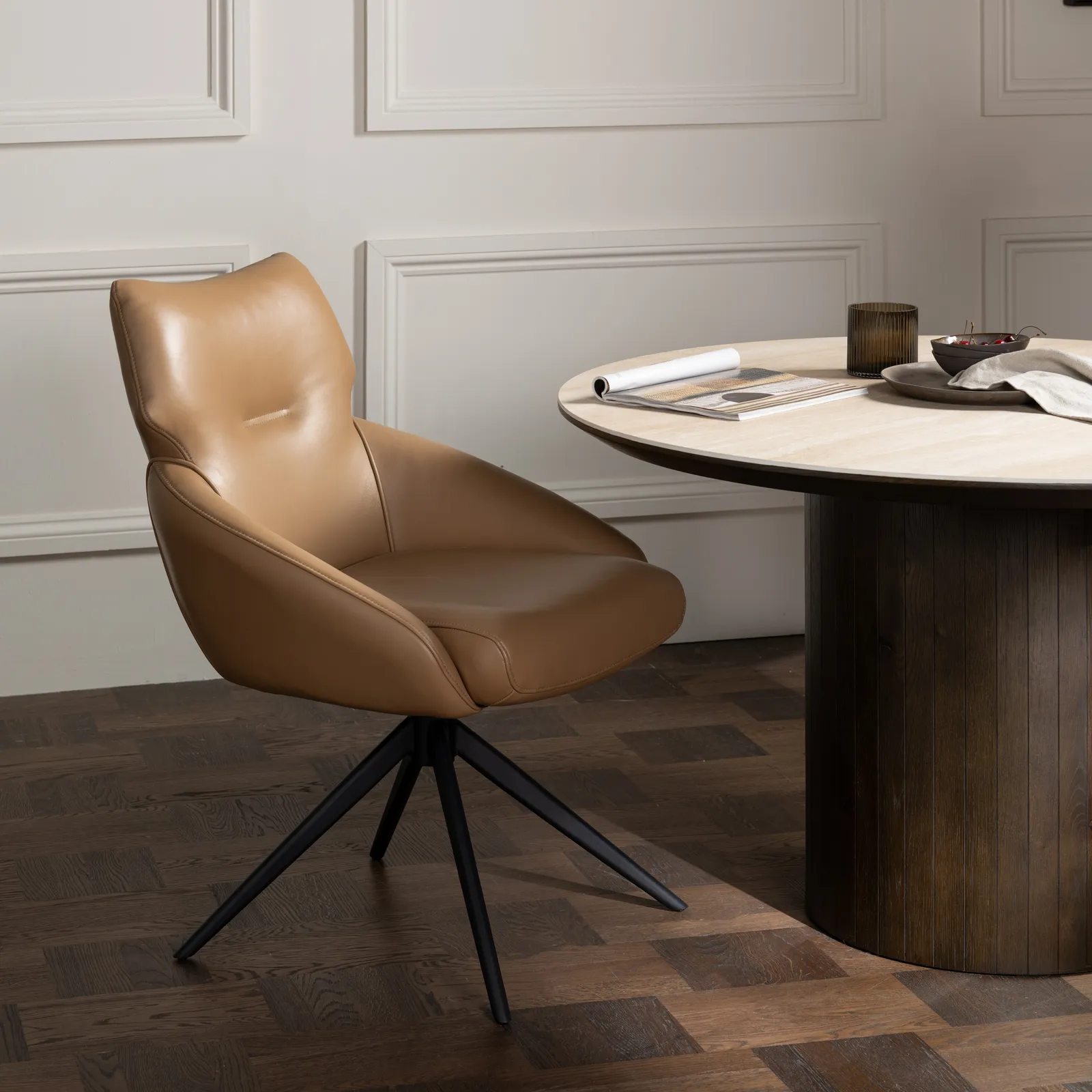 Allier Dining Chair, Brown Leather | Barker & Stonehouse 3