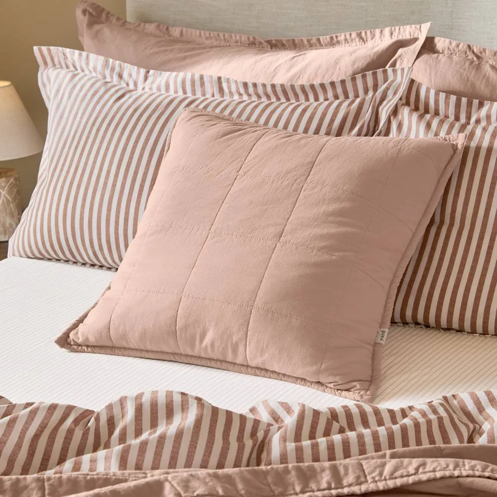 Yard Hebden Quilted Washed Cotton Cushion in Pink 1