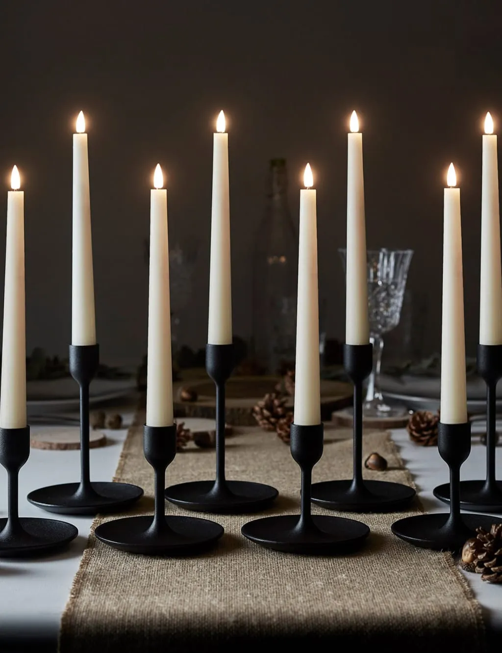 Lights4fun Set of 8 TruGlow® Taper LED Candles Ivory