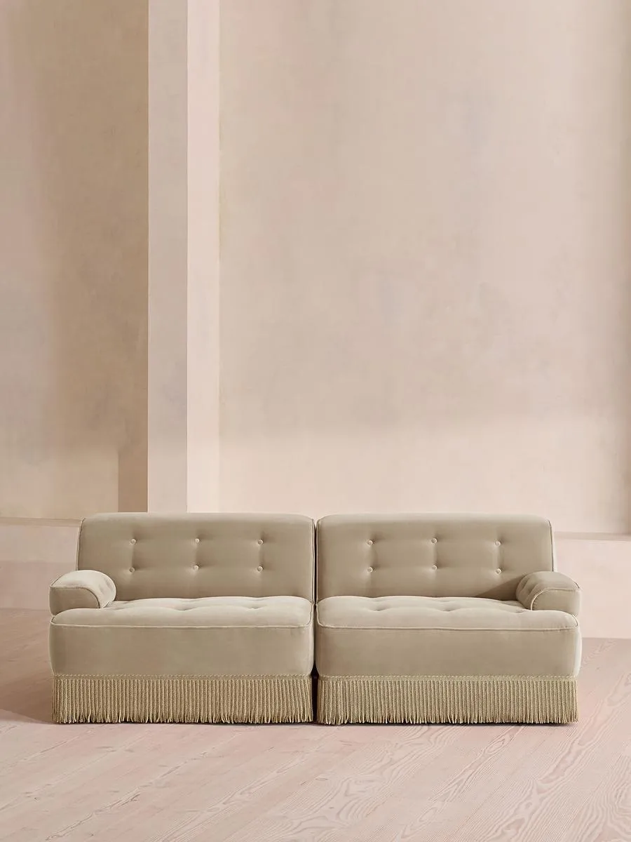 Elowen Modular Sofa, Three Seater, Velvet, Oyster