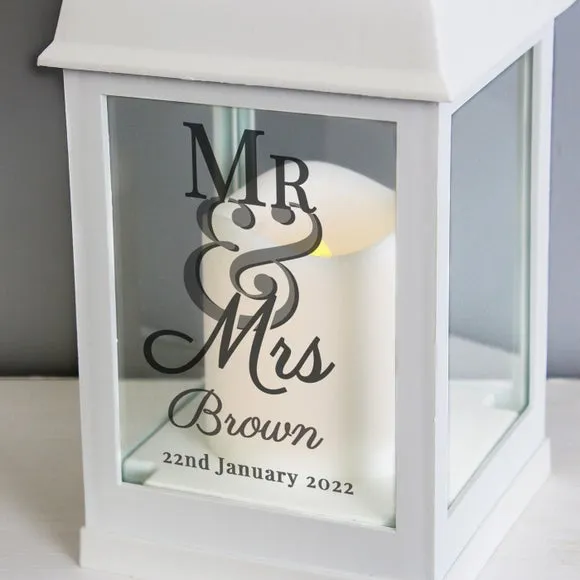 Personalised Mr and Mrs White Lantern 2