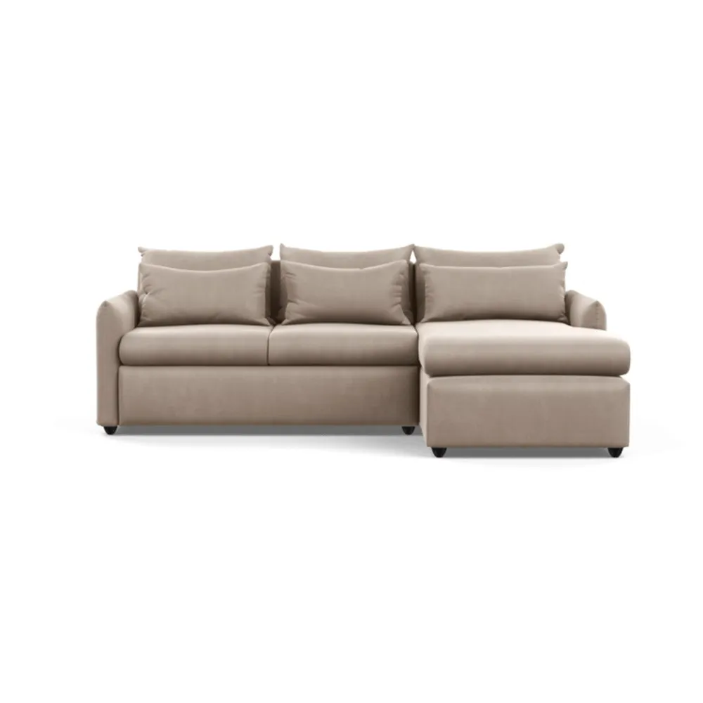 Heal's Pillow Medium Right Hand Corner Chaise Varese Velvet Dove Black Feet
