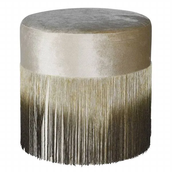 Ombre Fringe Stool Beige and Brown