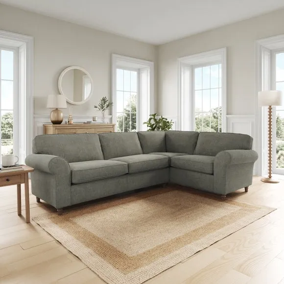 Flori Tonal Plush Chenille Corner Sofa 1
