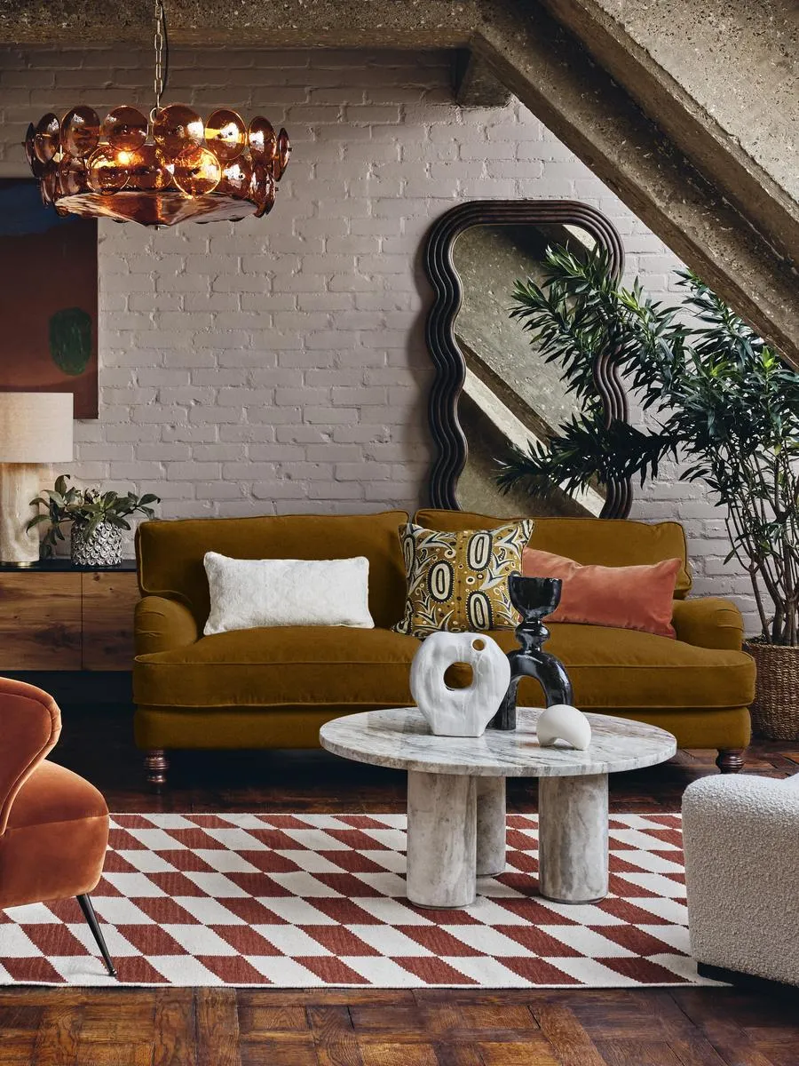 Arundel Three Seater Sofa, Velvet, Mustard