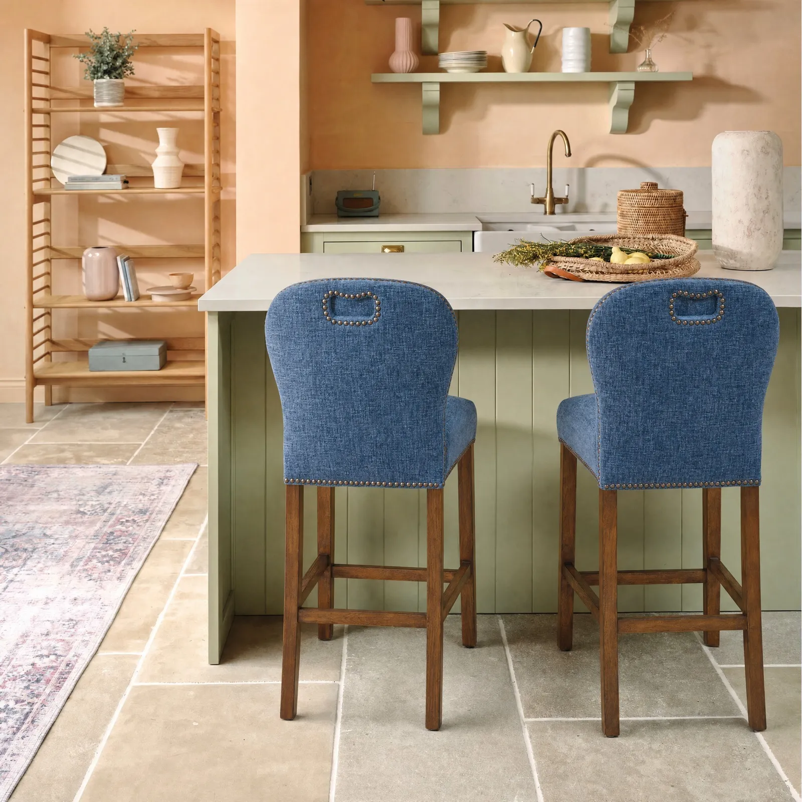 Gable Counter Stool, Blue Fabric | Barker & Stonehouse 2