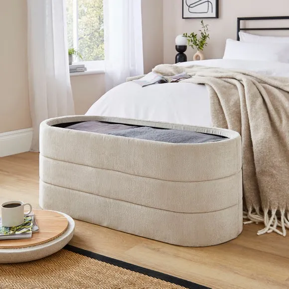 Chenille Lozenge Ottoman with Tray 3