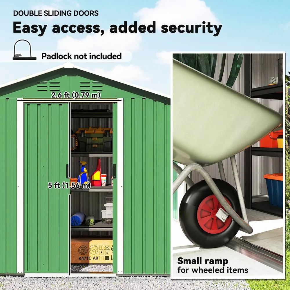 OUTSUNNY 6.5x3.5ft Metal Garden Shed for Garden, Green 6