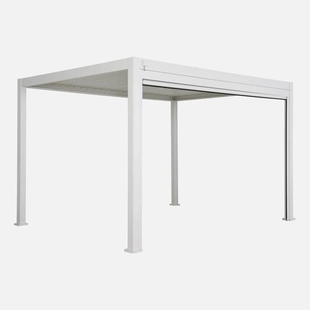 sweeek Louvered Pergola Aluminium 4 X 3m & A 4m Blind in White 3