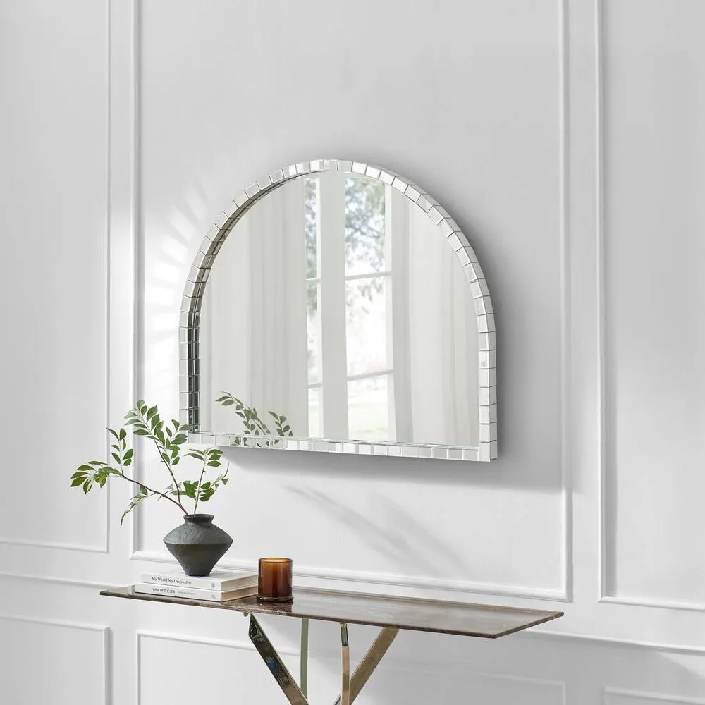 FurnitureboxUK Disco Large Glam Overmantel Arch Wall Mirror in Clear