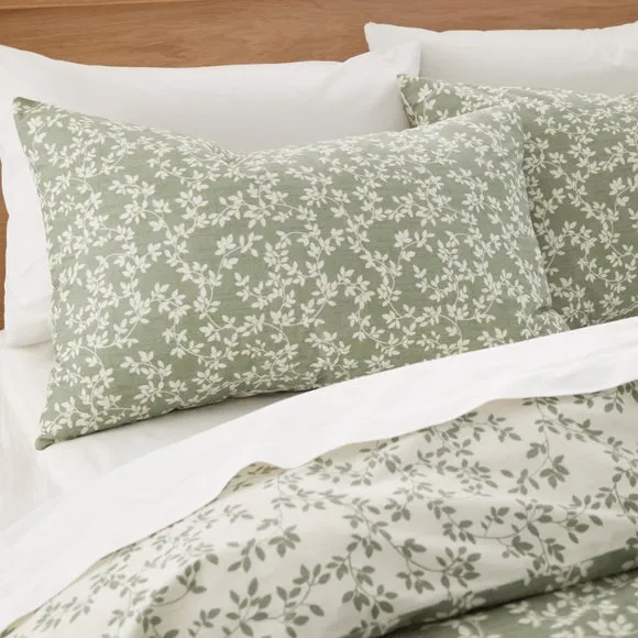 Bianca Shadow Leaves 200 Thread Count 100% Cotton Duvet Cover & Pillowcase Set 2
