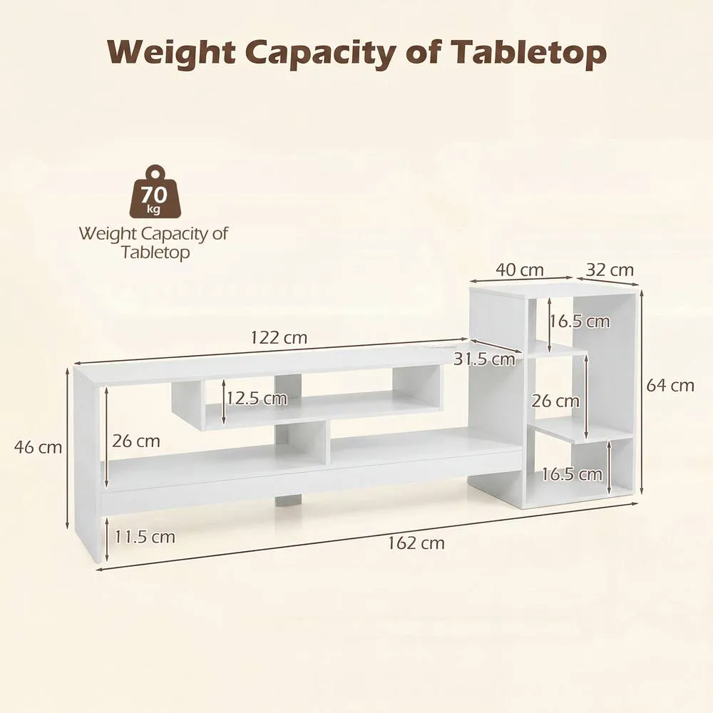 Costway Cube TV Stand for 55 Inch TV Entertainment Center with Power Outlets in White 2