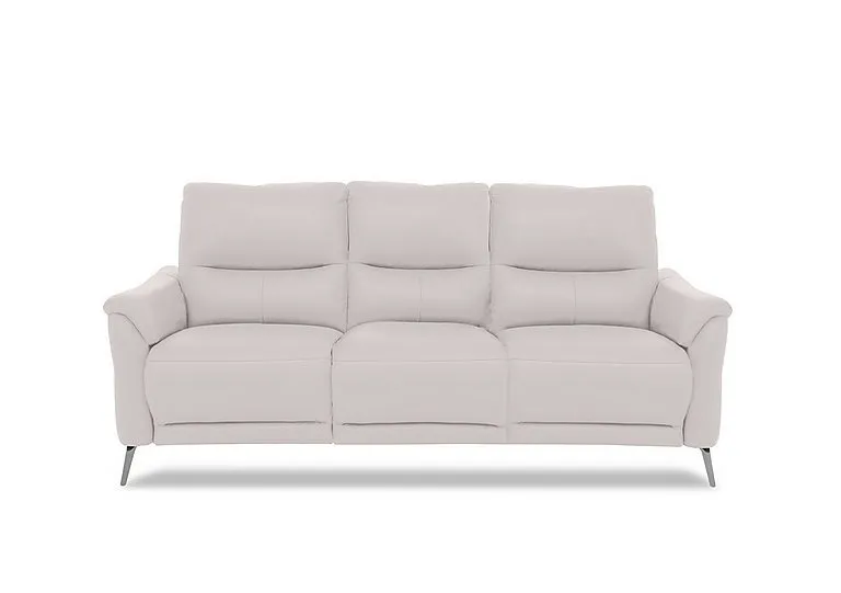 Daytona 3 Seater Leather Power Recliner Sofa with Drinks Holder and Built-in Bluetooth Speaker - Cotton