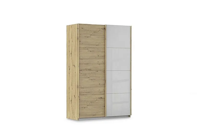 Freja 136cm 2 Door Sliding Decor Wardrobe With Glass Door