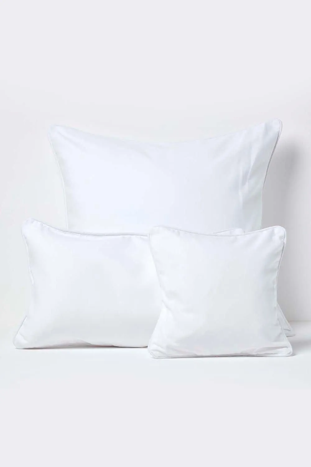 Homescapes Cotton Plain Cushion Cover in White 5