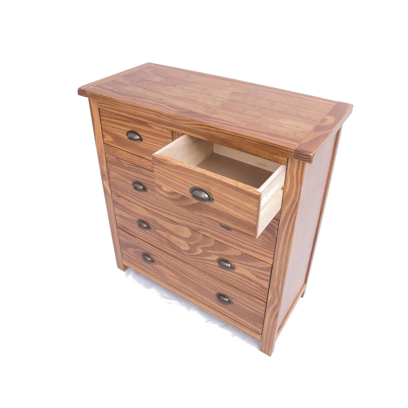 Cabinet Bits Padua 5 Drawer Chest of Drawers Brass Cup Handle in Brown 4