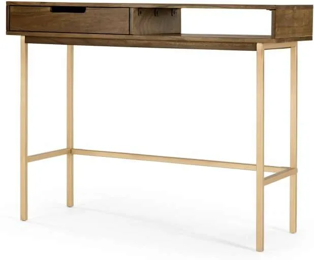 Tayma Console Table, Acacia Wood & Brass