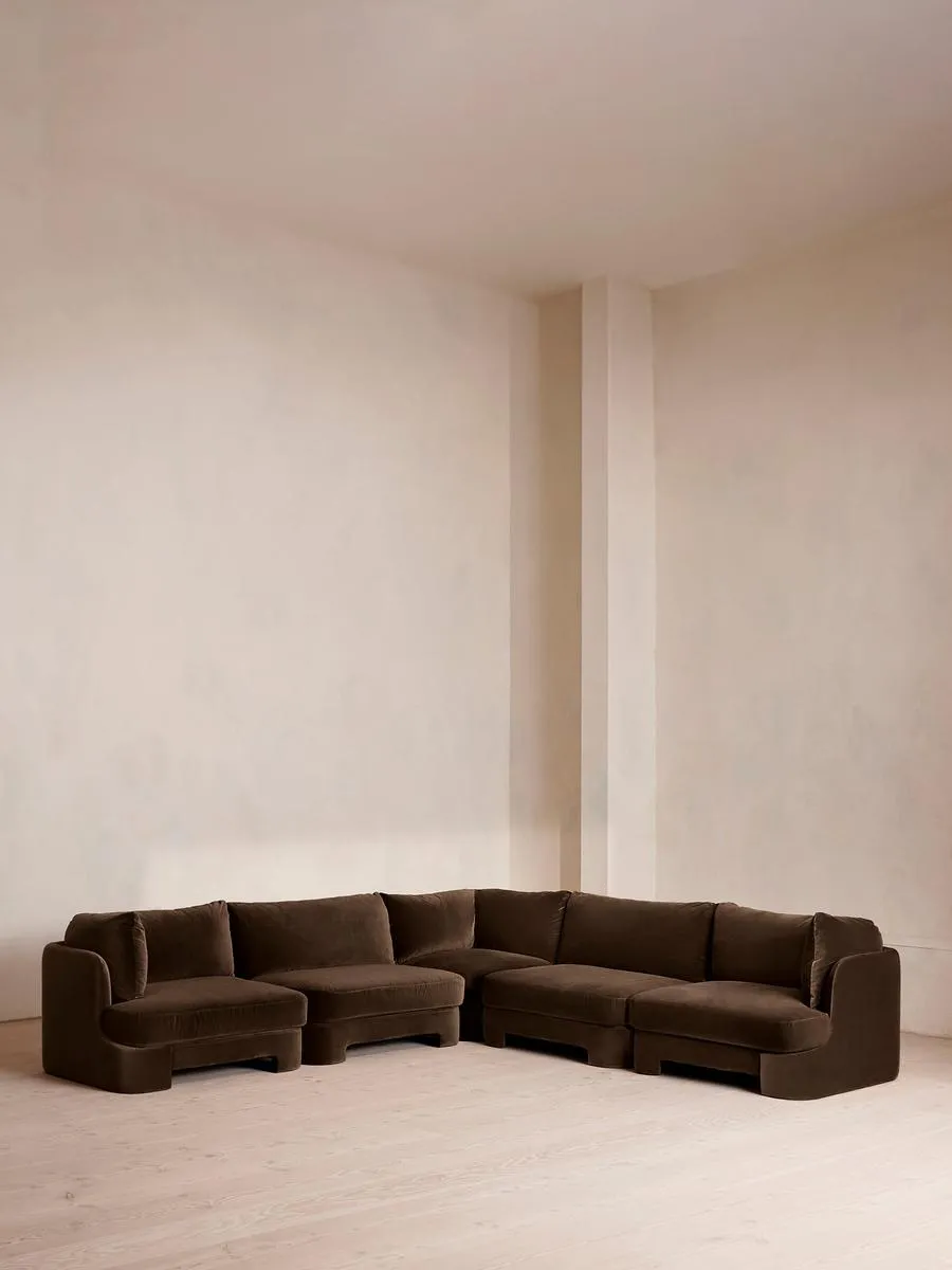 Odell Deeper Sit Modular Sofa, Corner Sofa, Velvet, Chocolate