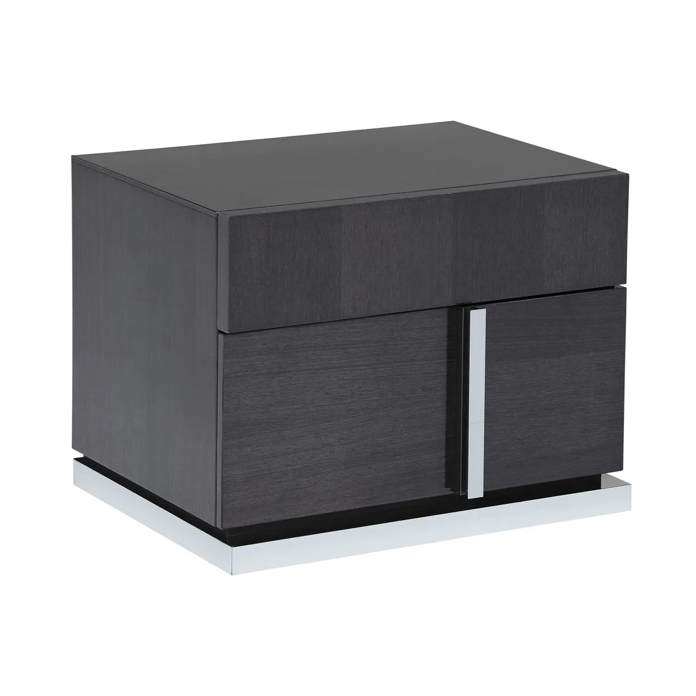 Borgia  2 Drawer Night Stand (Left Hand), Grey High Gloss