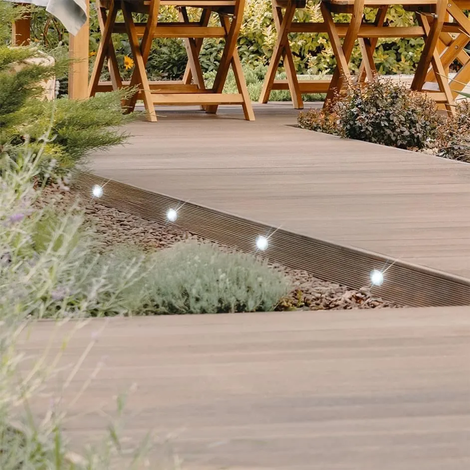 First Choice Lighting Set of 20 - 30mm Stainless Steel IP67 Warm White LED Decking Kit in Silver 6