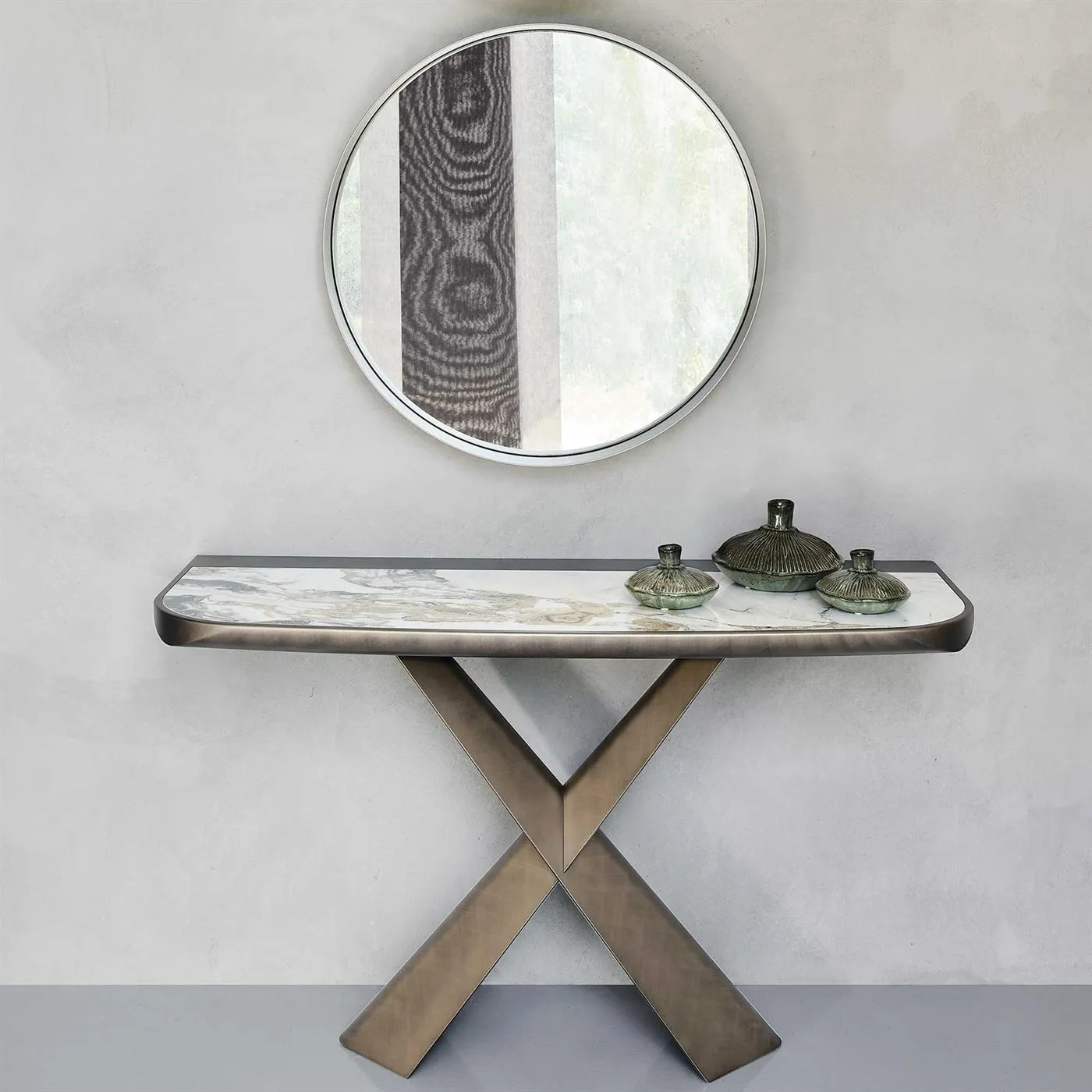 Cattelan Terminal Keramik Console Table, Brushed Bronze