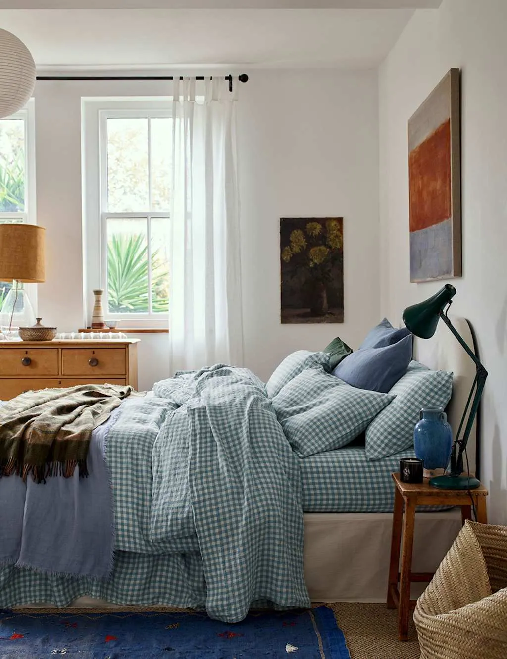 Piglet In Bed Linen Rich Gingham Duvet Cover Blue Mix