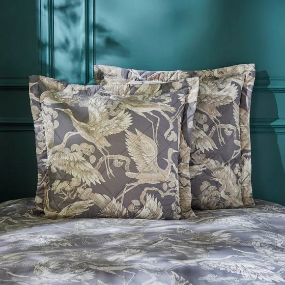 Dorma Gilded Crane Charcoal Pillow Sham